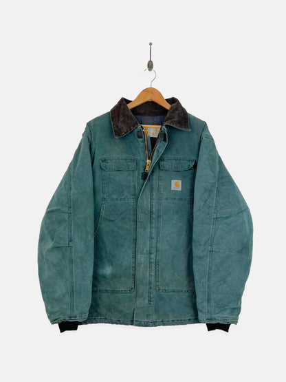 90's Carhartt Heavy Duty USA Made Quilt Lined Vintage Corduroy Collar Jacket Size XL-2XL