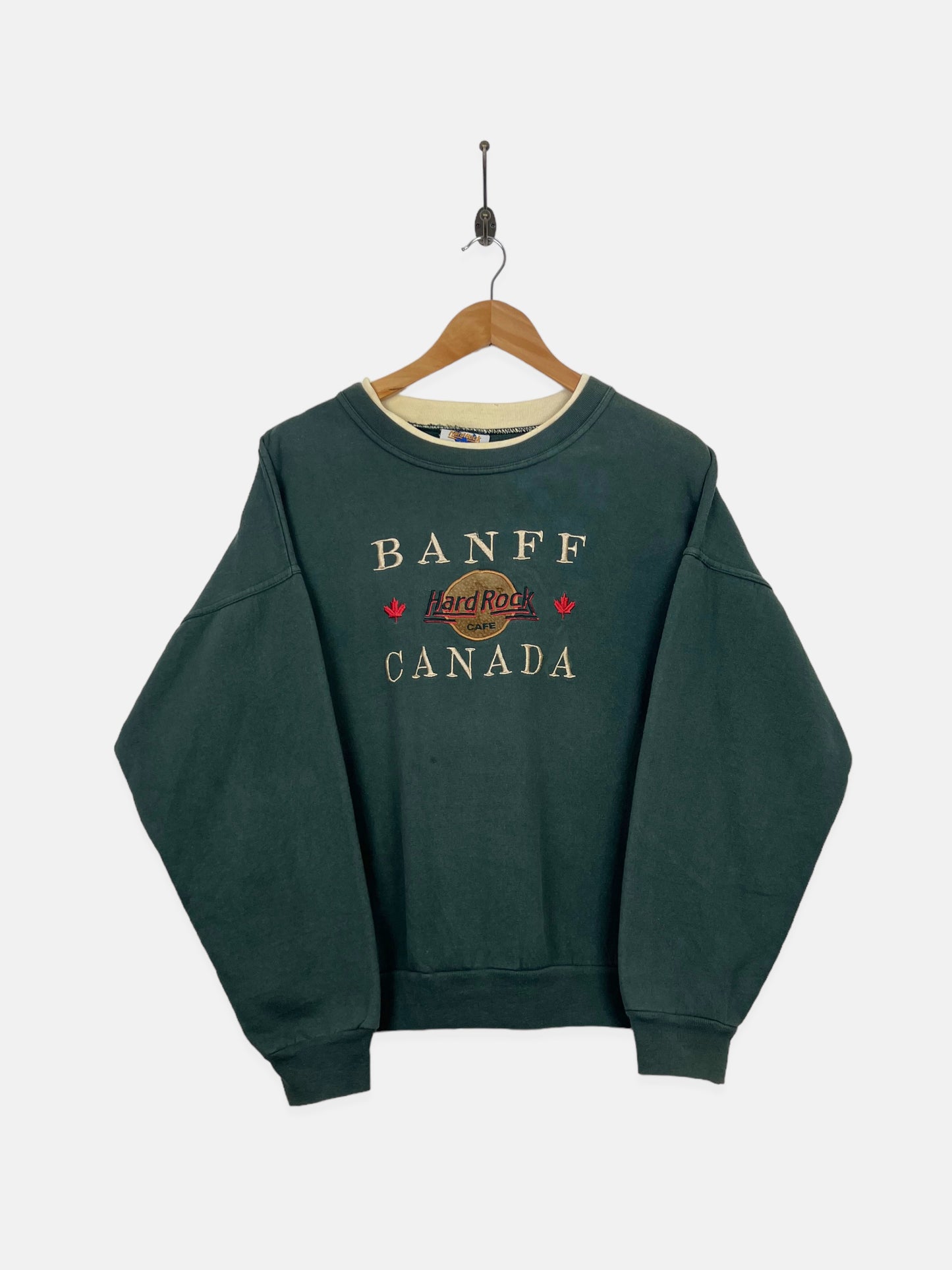 90's Hard Rock Cafe Banff Canada Embroidered Vintage Sweatshirt Size 12-14