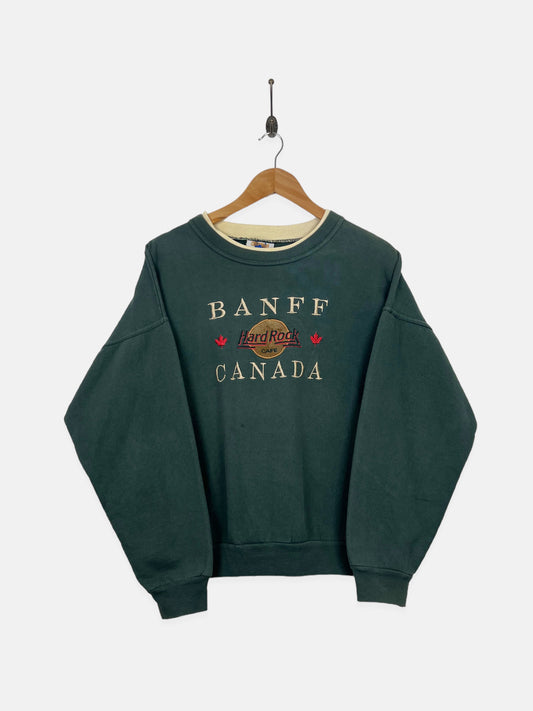 90's Hard Rock Cafe Banff Canada Embroidered Vintage Sweatshirt Size 12-14