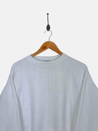 90's USA Made Ribbed White Vintage Sweatshirt Size M