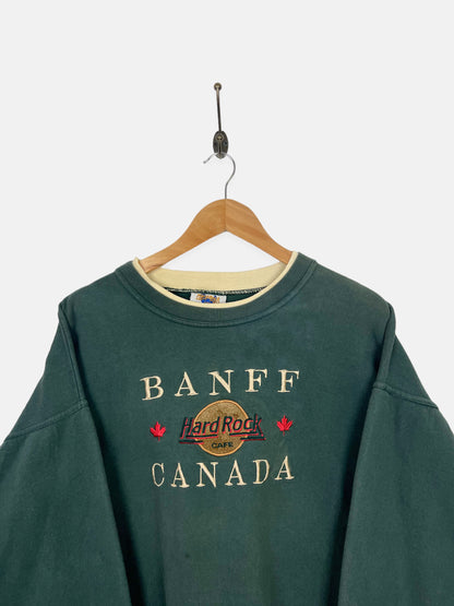 90's Hard Rock Cafe Banff Canada Embroidered Vintage Sweatshirt Size 12-14