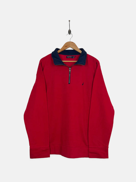 90's Nautica Embroidered Vintage Quarterzip Sweatshirt Size XL