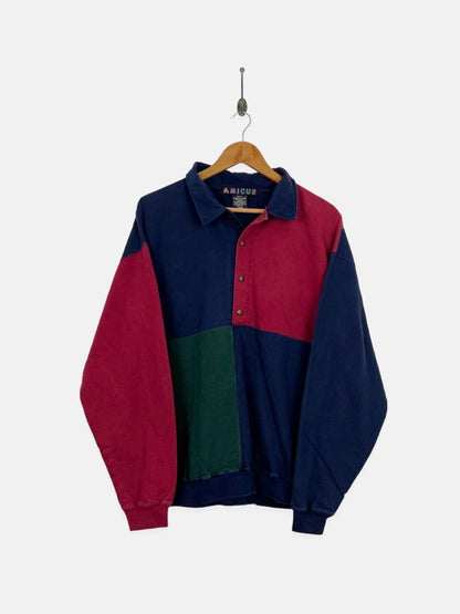 90's Colour-Block Vintage Collared Sweatshirt Size L