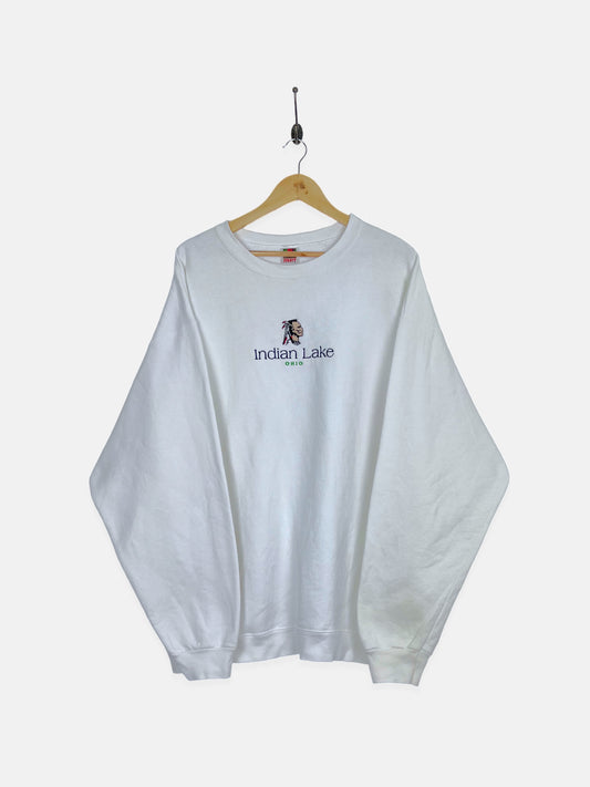 90's Indian Lake Ohio Embroidered Vintage Sweatshirt Size 2-3XL