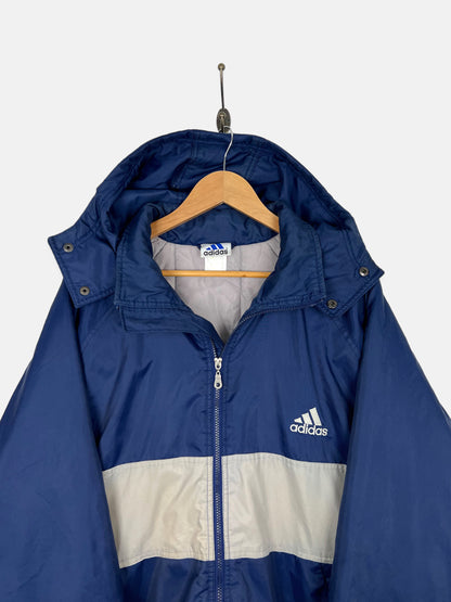 90's Adidas Embroidered Vintage Thick Jacket with Hood Size 2XL