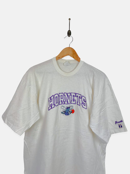 90's Charlotte Hornets NBA USA Made Embroidered Vintage T-Shirt Size L