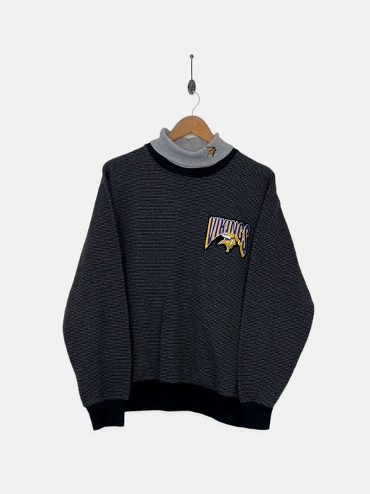 90's Minnesota Vikings Embroidered Vintage Mock-Neck Sweatshirt Size 10-12