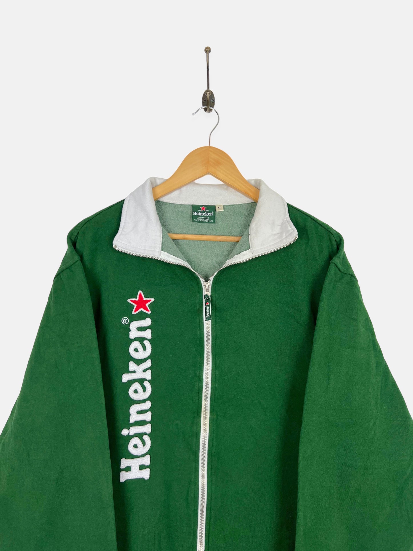 90's Heineken Embroidered Vintage Zip-Up Sweatshirt/Jacket Size L