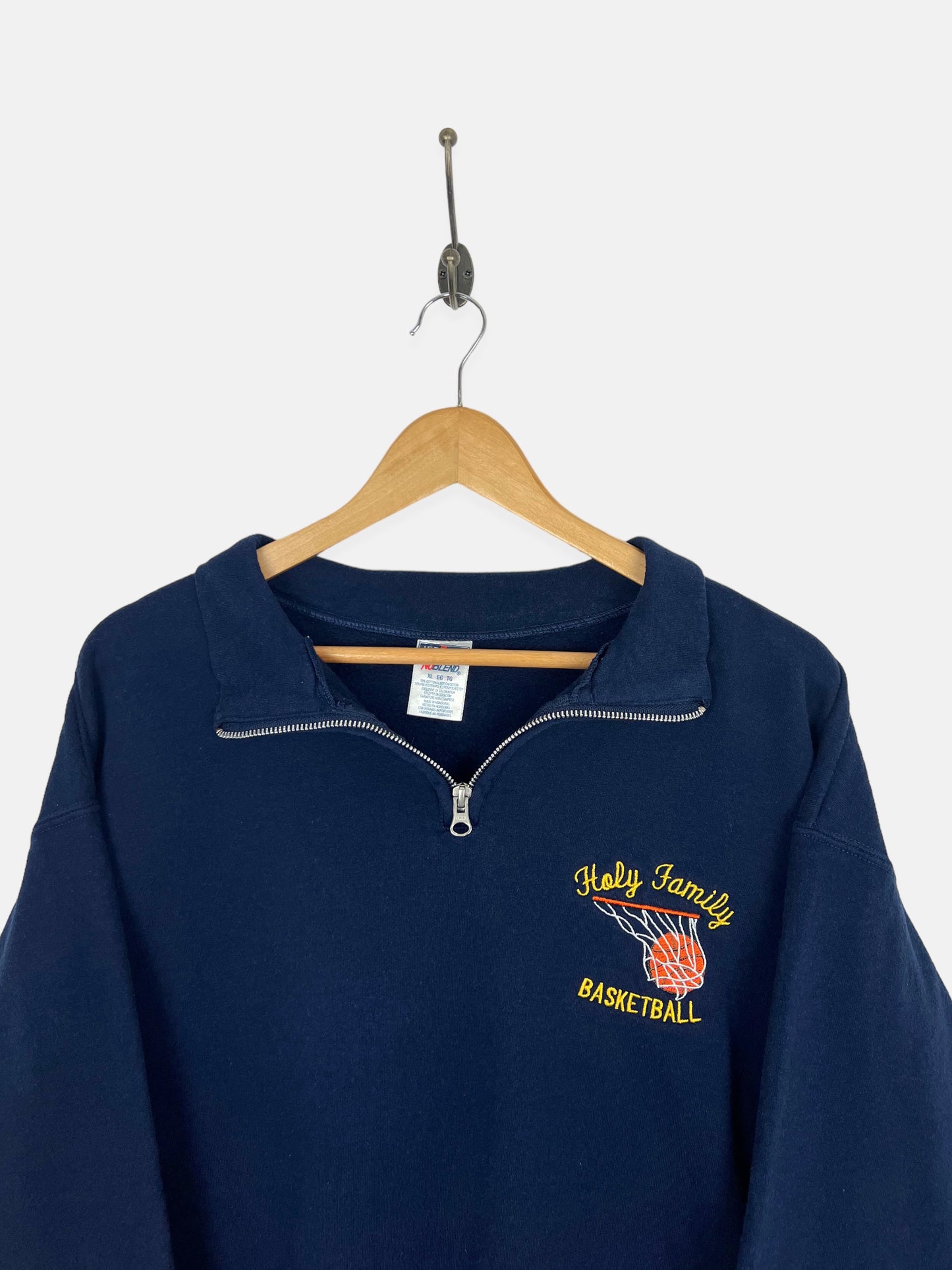 90's Holy Family Basketball Embroidered Vintage Quarterzip Sweatshirt Size XL