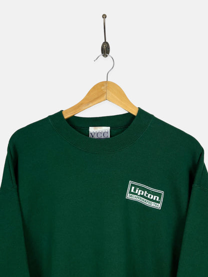 90's Lipton Decaffeinated Tea USA Made Embroidered Vintage Sweatshirt Size XL