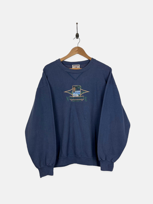 90's North Shore Minnesota USA Made Embroidered Vintage Sweatshirt Size M-L