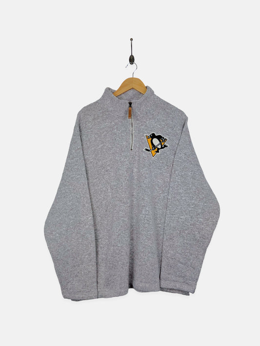 90's Pittsburgh Penguins NHL Embroidered Vintage Quarterzip Sweatshirt Size XL