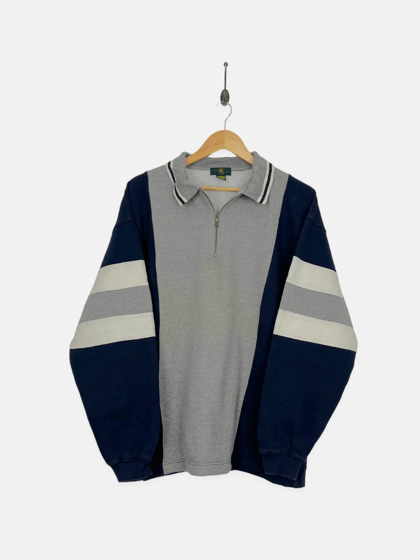 90's Colour-Block Vintage Quarterzip Sweatshirt Size XL