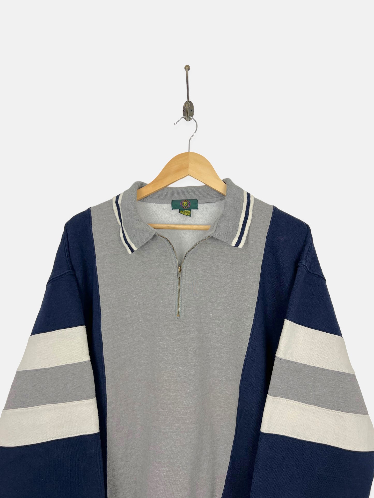 90's Colour-Block Vintage Quarterzip Sweatshirt Size XL