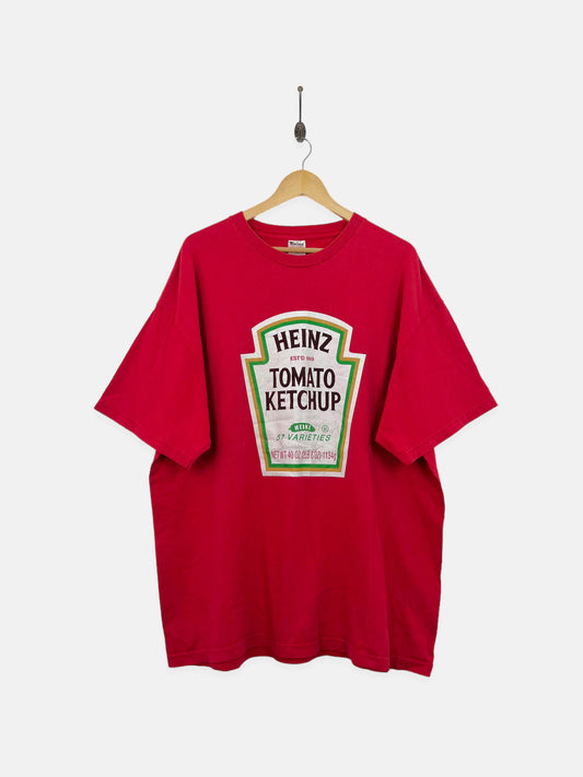 90's Heinz Tomato Ketchup USA Made Vintage T-Shirt Size 2XL
