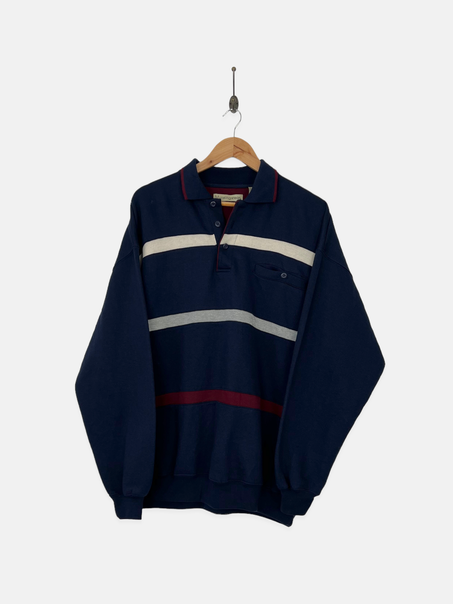 90's Navy Vintage Collared Sweatshirt Size L-XL