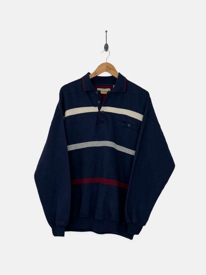 90's Navy Vintage Collared Sweatshirt Size L-XL