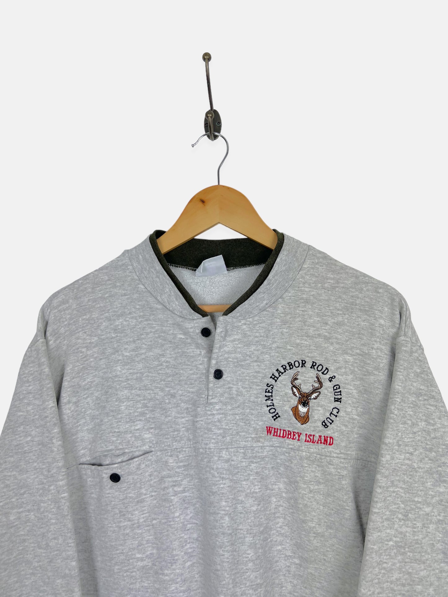 90's Holmes Harbor Rod & Gun Club USA Made Embroidered Vintage Sweatshirt Size M-L