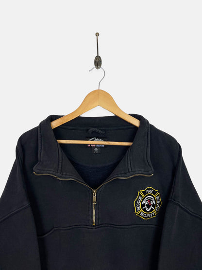 90's G4S Fire Safety Services Embroidered Vintage Quarterzip Sweatshirt Size XL