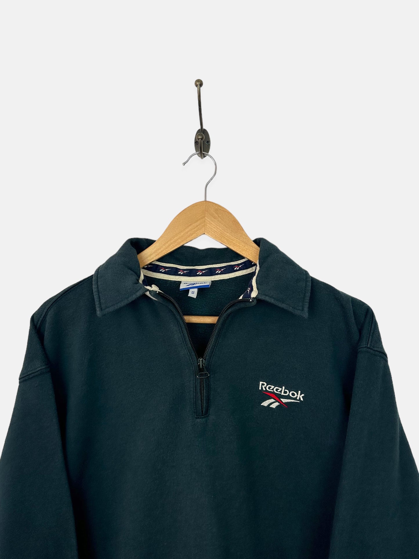 90's Reebok Embroidered Vintage Quarterzip Sweatshirt Size 10-12