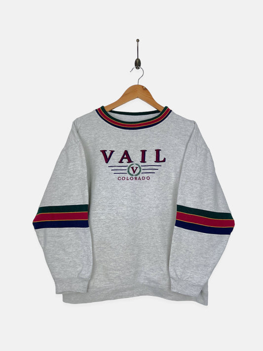 90's Vail Colorado USA Made Embroidered Vintage Sweatshirt Size 12-14