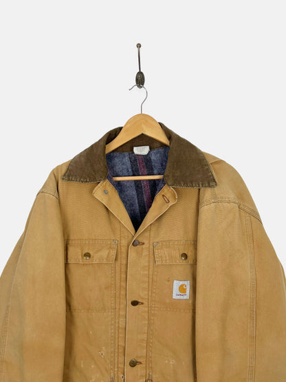 90's Carhartt Heavy Duty USA Made Lined Vintage Corduroy Collar Jacket Size L