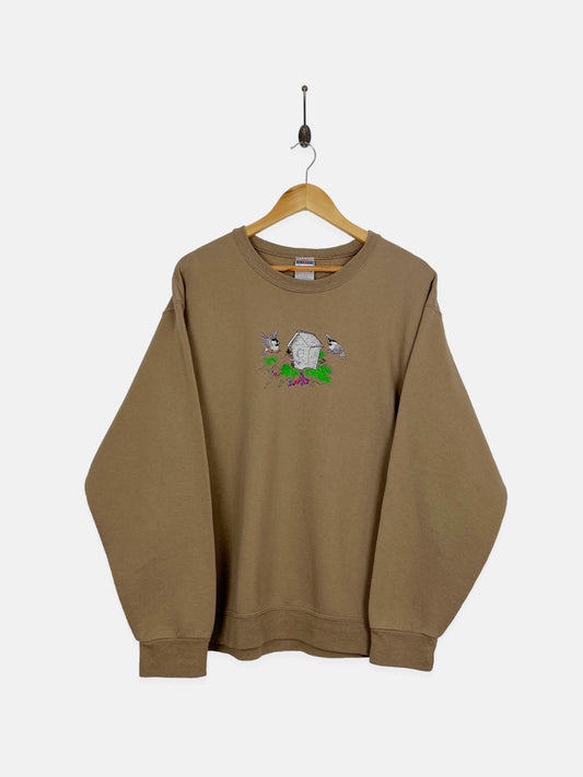 90's Bird House Embroidered Vintage Sweatshirt Size L