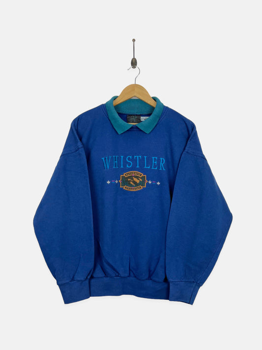 90's Whistler Canada Made Embroidered Vintage Collared Sweatshirt Size M