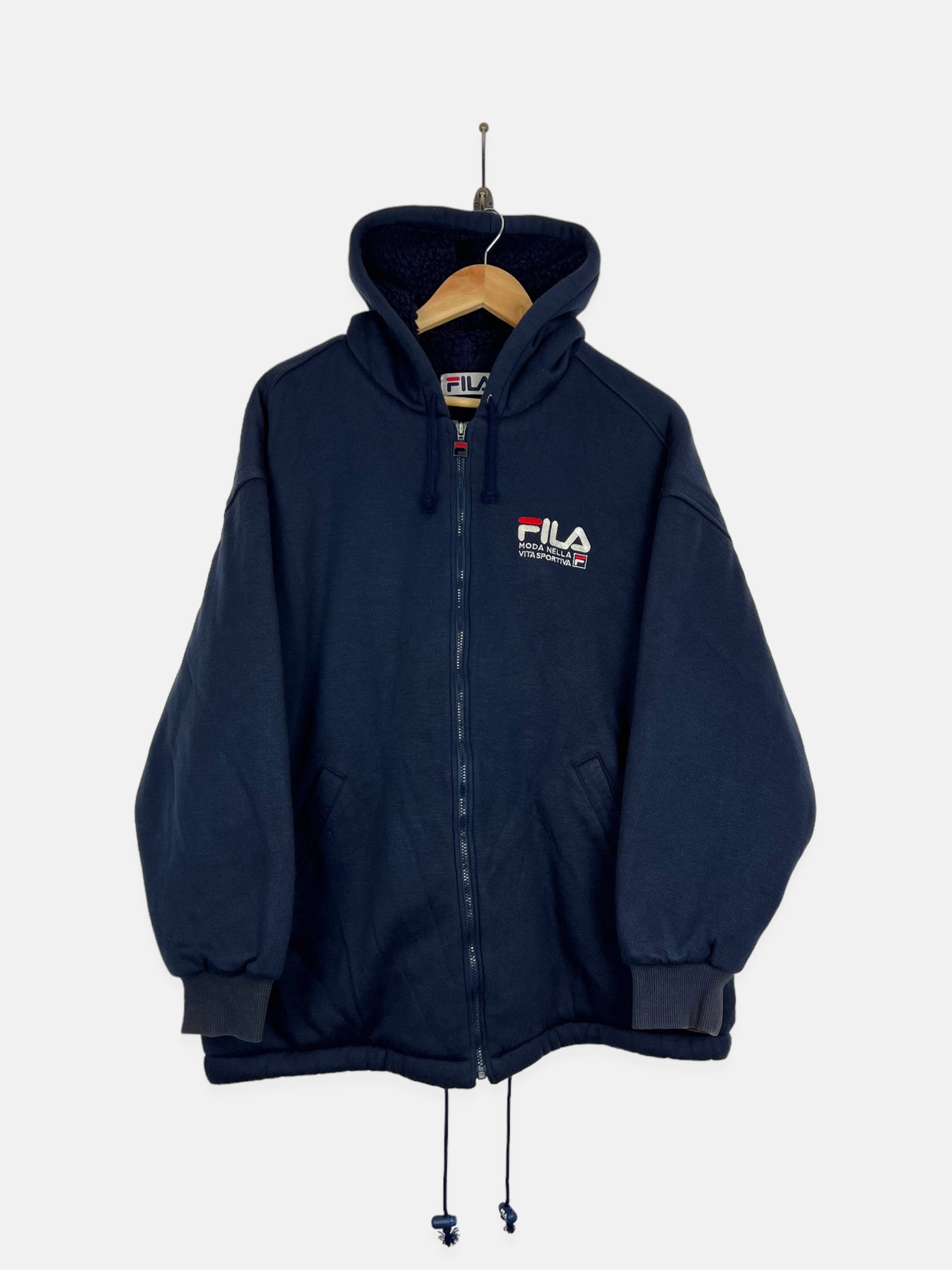 90's Fila Sherpa Lined Embroidered Vintage Zip-Up Hoodie Size L