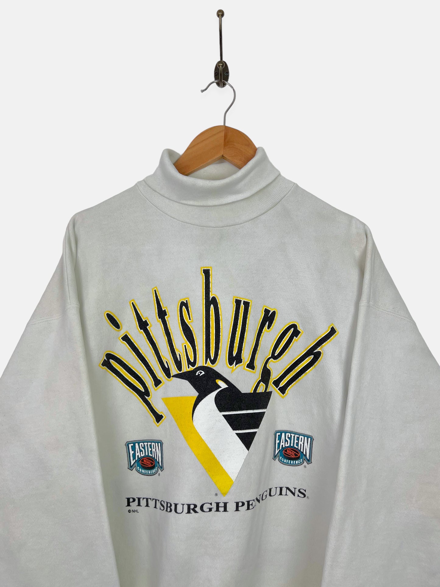 90's Pittsburgh Penguins NHL USA Made Vintage Turtle-Neck Sweatshirt Size M