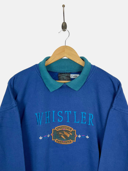 90's Whistler Canada Made Embroidered Vintage Collared Sweatshirt Size M