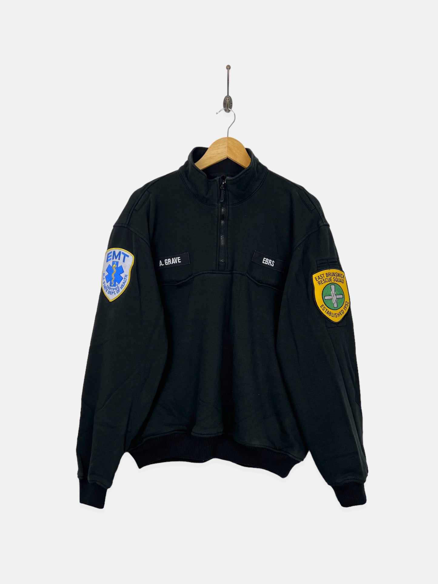 90's East Brunswick Rescue Squad Embroidered Vintage Quarterzip Sweatshirt Size M-L