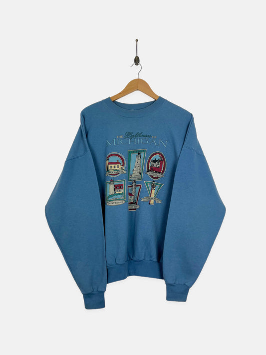 90's Michigan Lighthouses Vintage Sweatshirt Size L