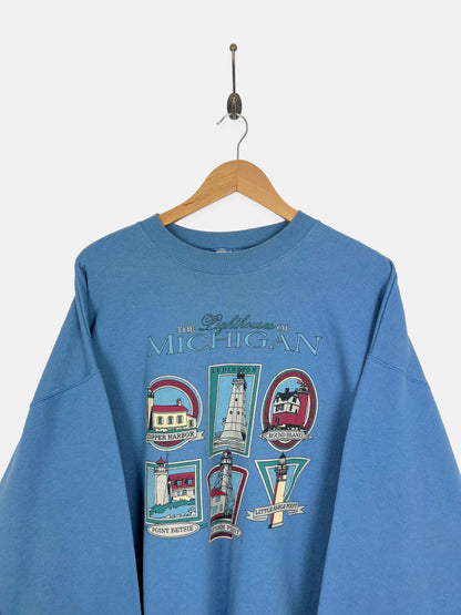90's Michigan Lighthouses Vintage Sweatshirt Size L