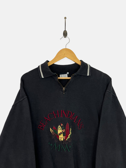 90's Beach Indians Embroidered Vintage Quarterzip Sweatshirt Size 12