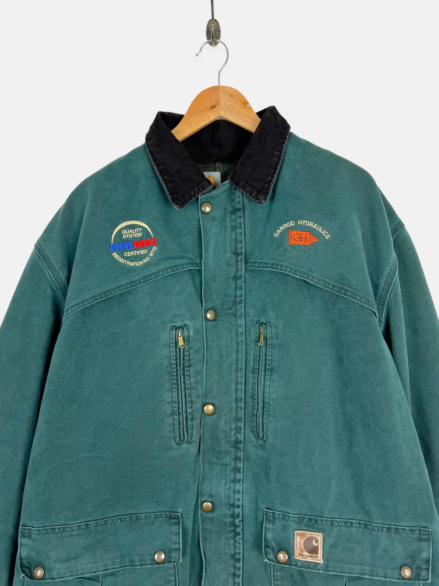 90's Carhartt Heavy Duty Lined Vintage Corduroy Collar Jacket Size 2-3XL