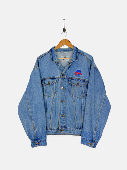 90's Planet Hollywood Chicago Embroidered Vintage Denim Jacket Size M
