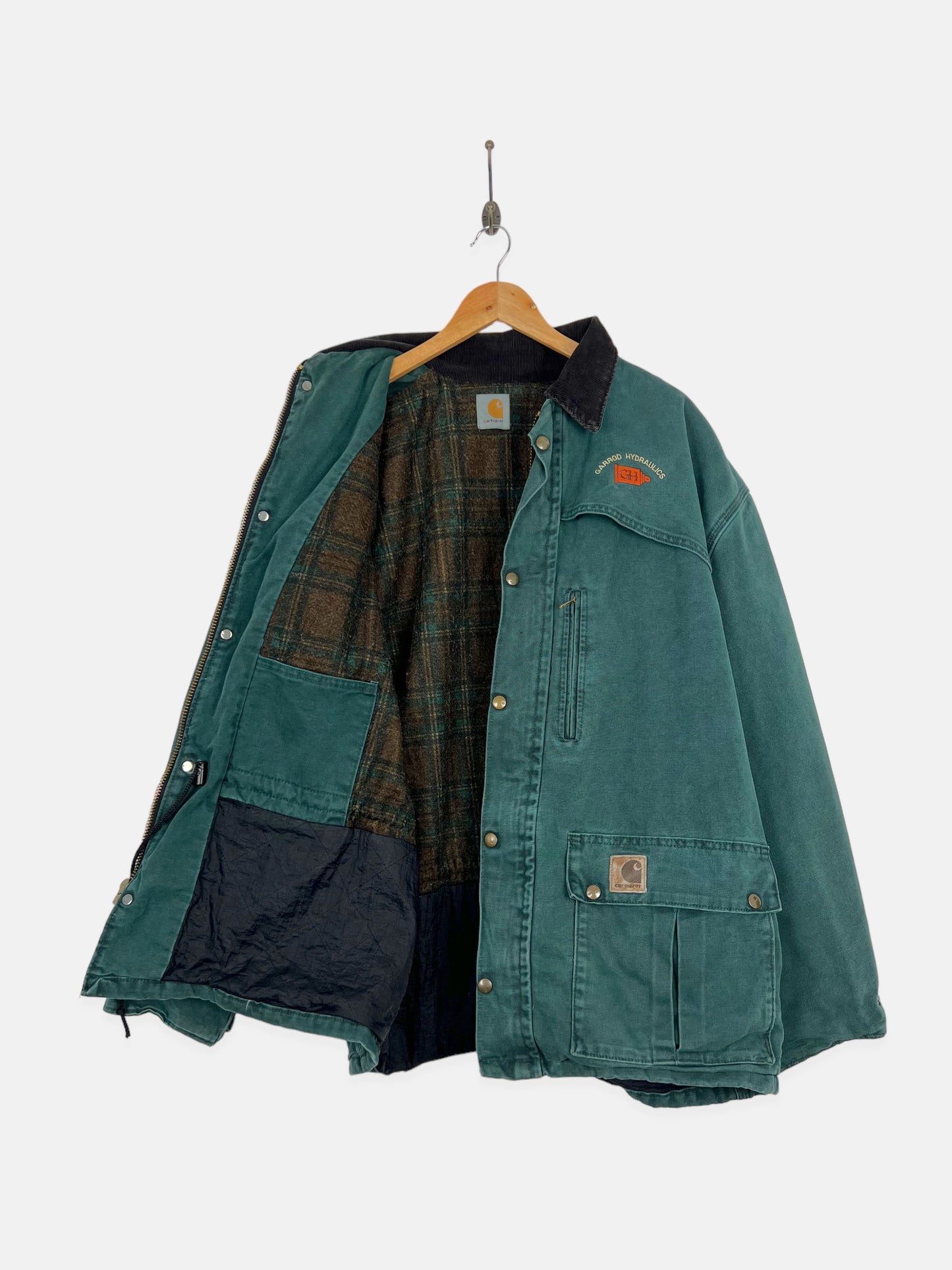 90's Carhartt Heavy Duty Lined Vintage Corduroy Collar Jacket Size 2-3XL