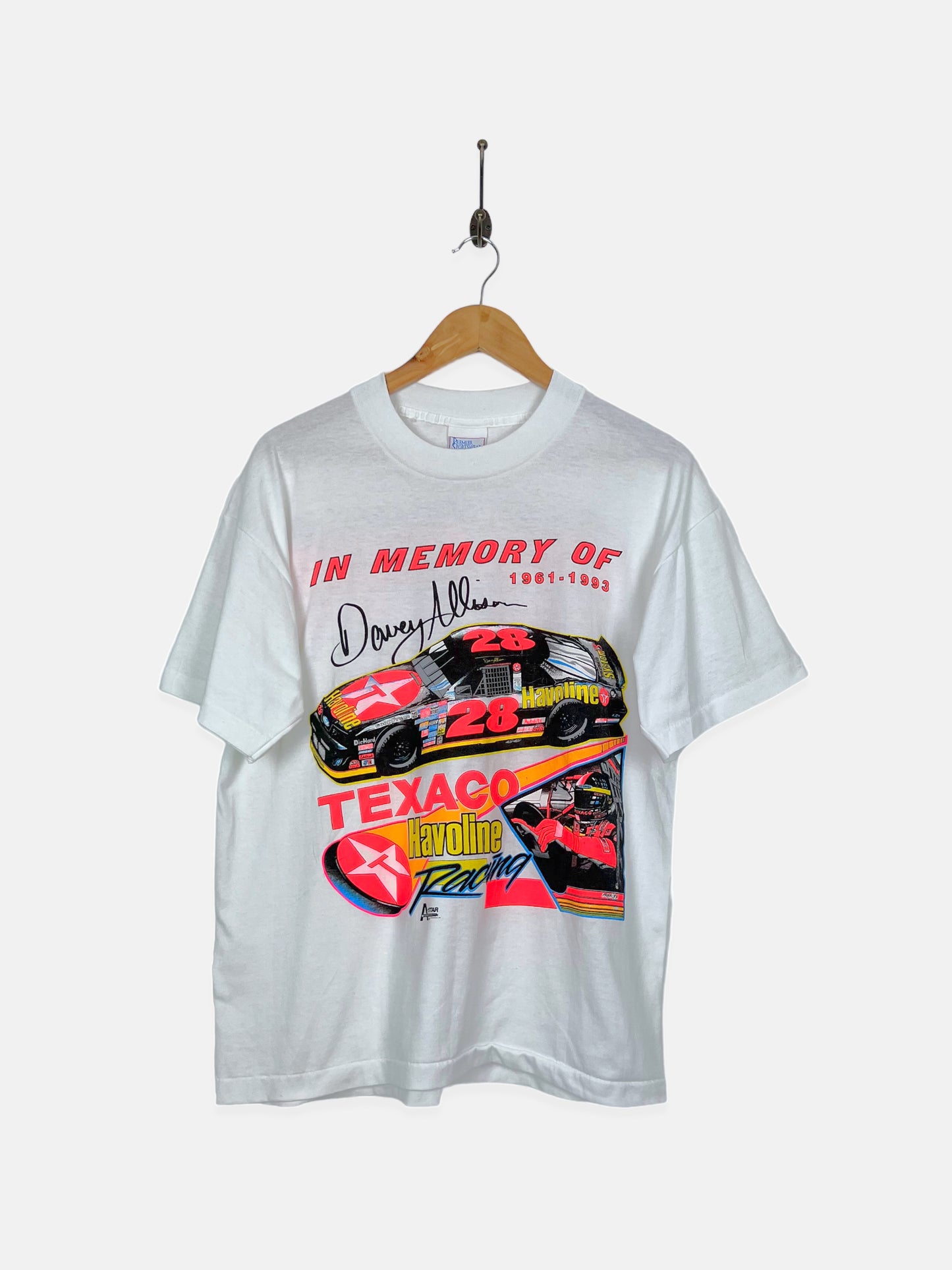 90's NASCAR Davey Allison USA Made Vintage Racing T-Shirt Size 14