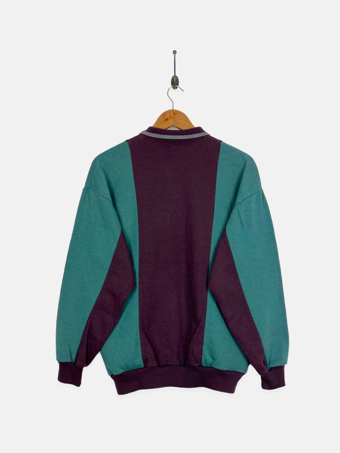 90's Colour-Block Vintage Collared Sweatshirt Size 10-12
