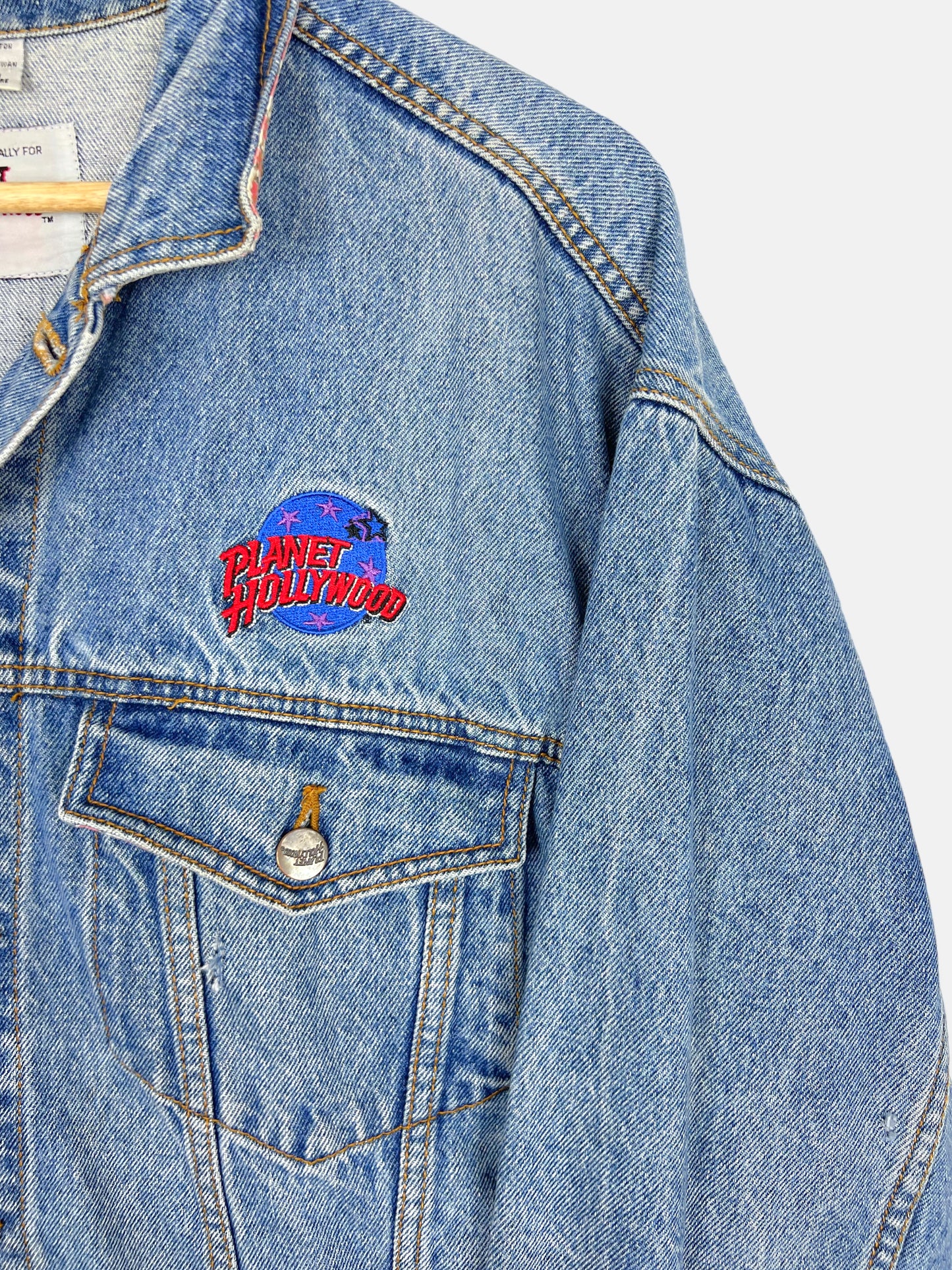 90's Planet Hollywood Chicago Embroidered Vintage Denim Jacket Size M