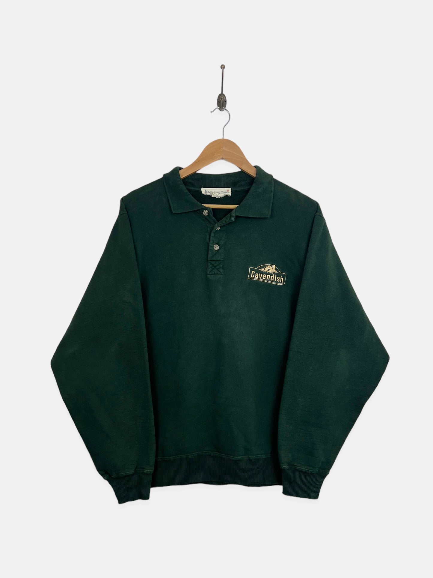 90's Cavendish Canada Made Embroidered Vintage Collared Sweatshirt Size M-L
