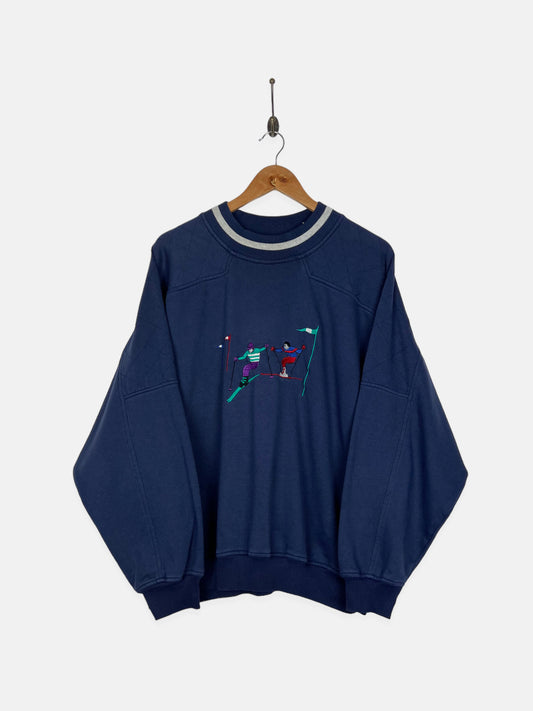 90's Skiing Embroidered Vintage Sweatshirt Size M-L