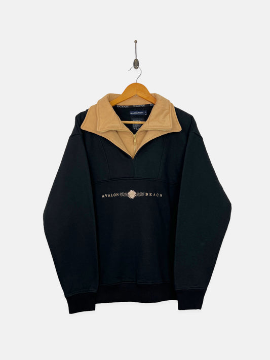90's Avalon Beach Embroidered Vintage Quarterzip Sweatshirt Size M-L