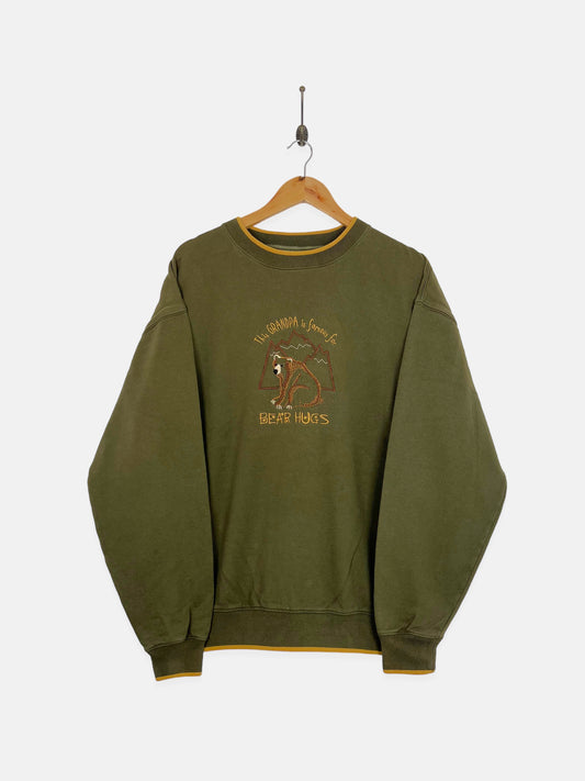 90's 'This Grandpa Is Famous For Bear Hugs' Embroidered Vintage Sweatshirt Size XL
