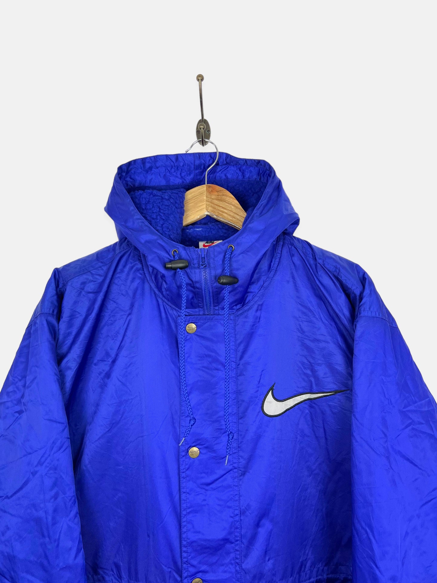 90's Nike Embroidered Trench Jacket with Hood Size L