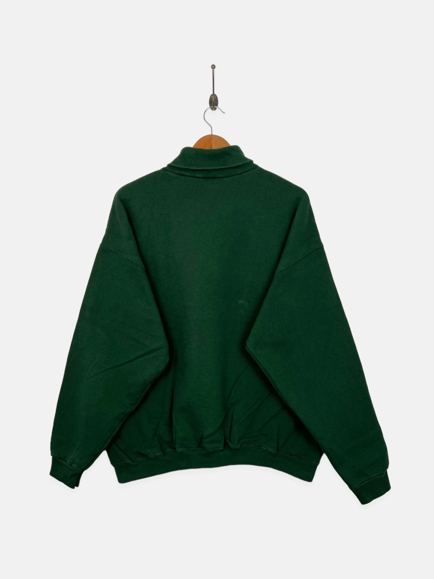 90's Green USA Made Embroidered Vintage Turtle-Neck Sweatshirt Size L