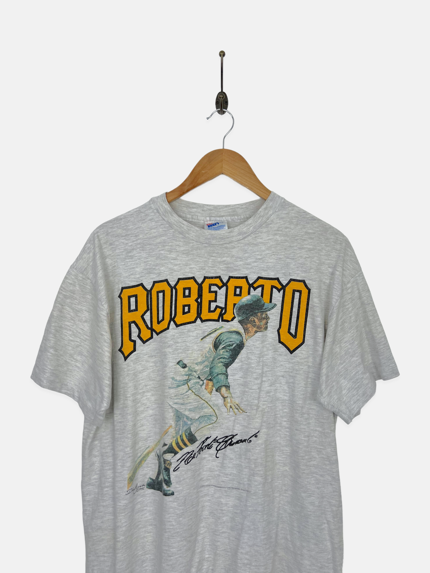 90's Pittsburgh Pirates Roberto MLB USA Made Vintage T-Shirt Size 12-14