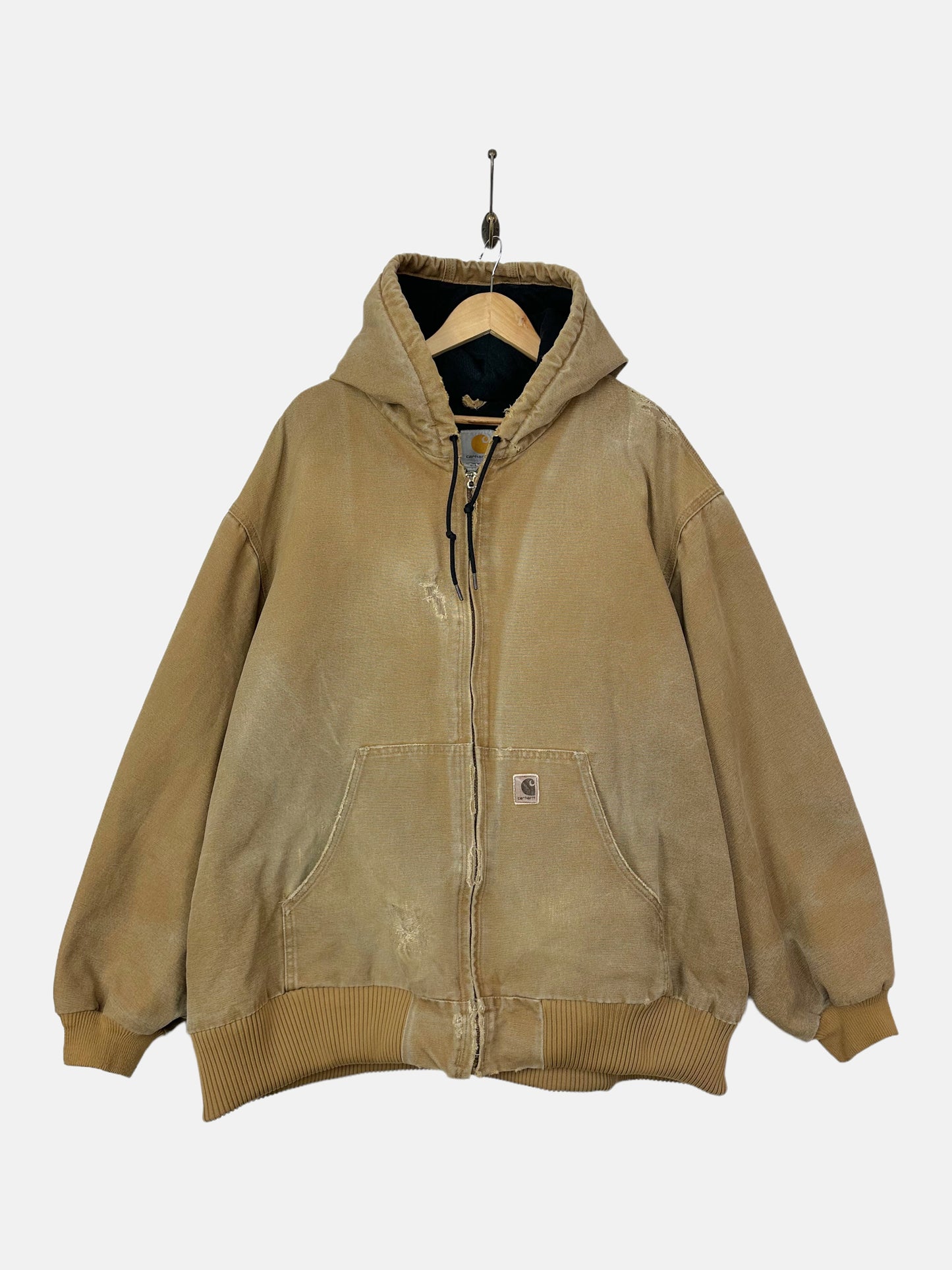 90's Distressed Carhartt Heavy Duty Vintage Jacket with Hood Size 2-3XL