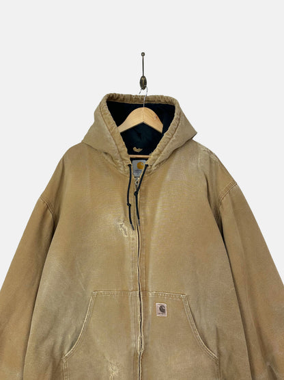 90's Distressed Carhartt Heavy Duty Vintage Jacket with Hood Size 2-3XL